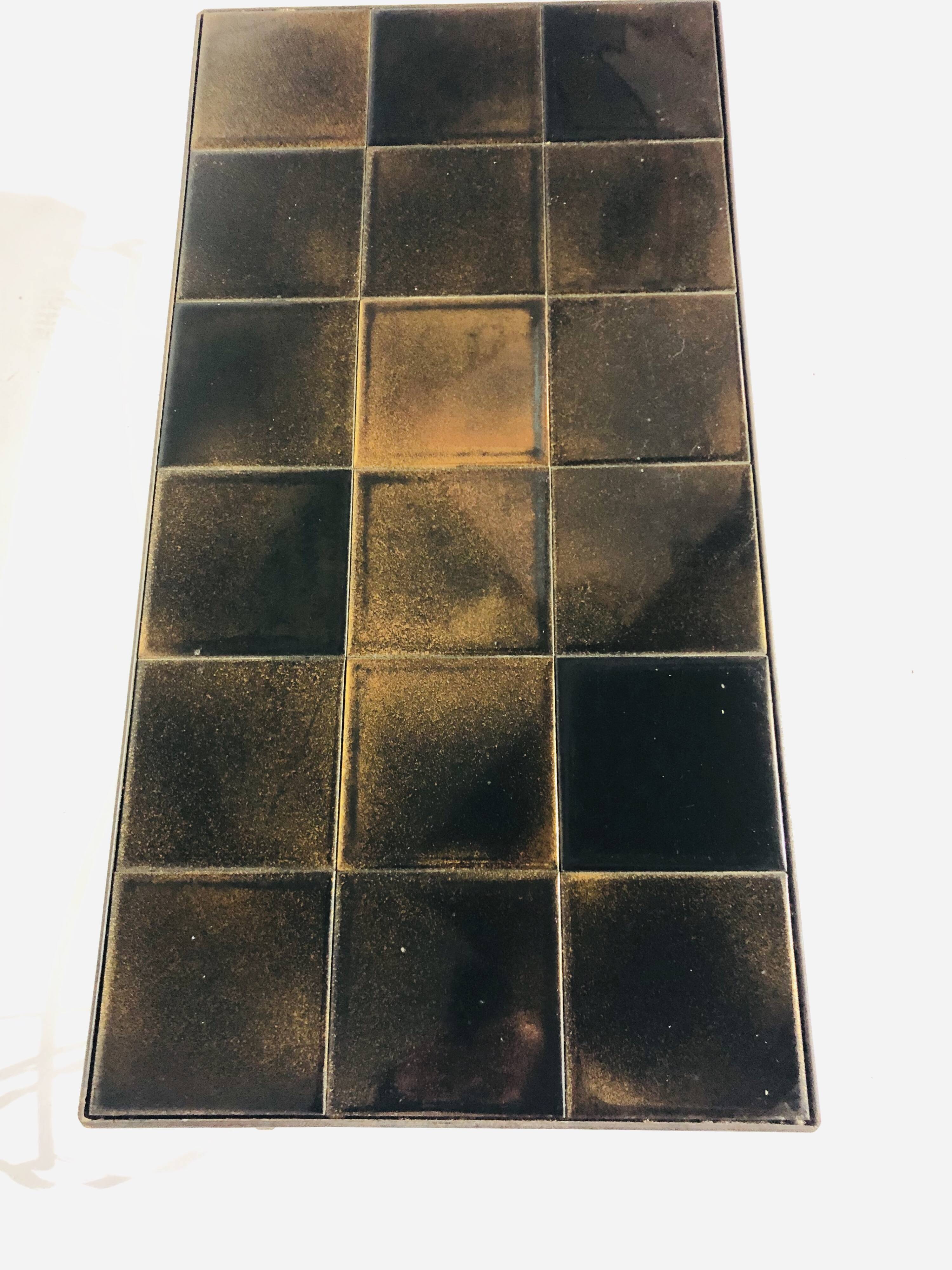 Wrought iron and ceramic coffee table - 1960s