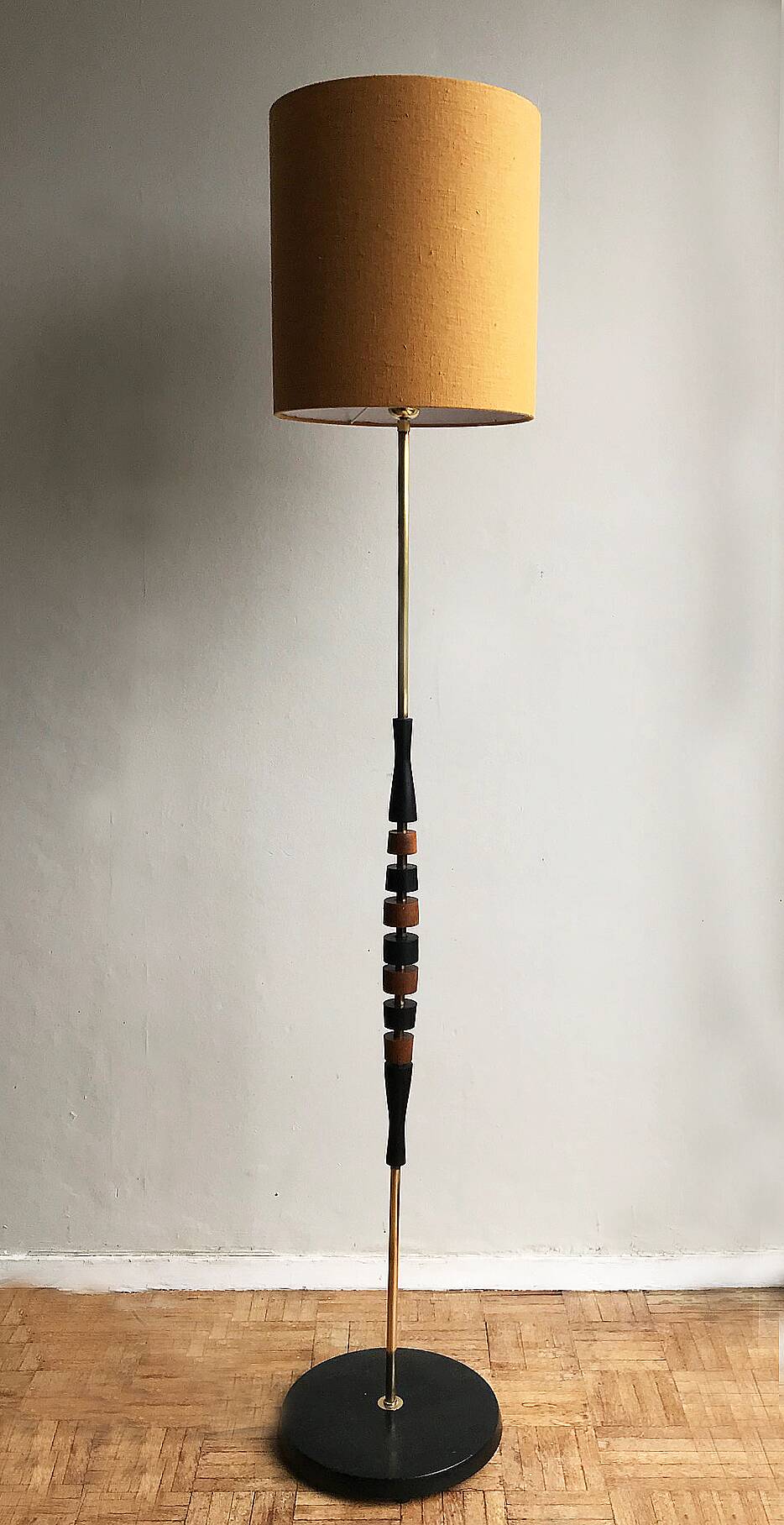 Scandinavian teak and brass floor lamp 1960