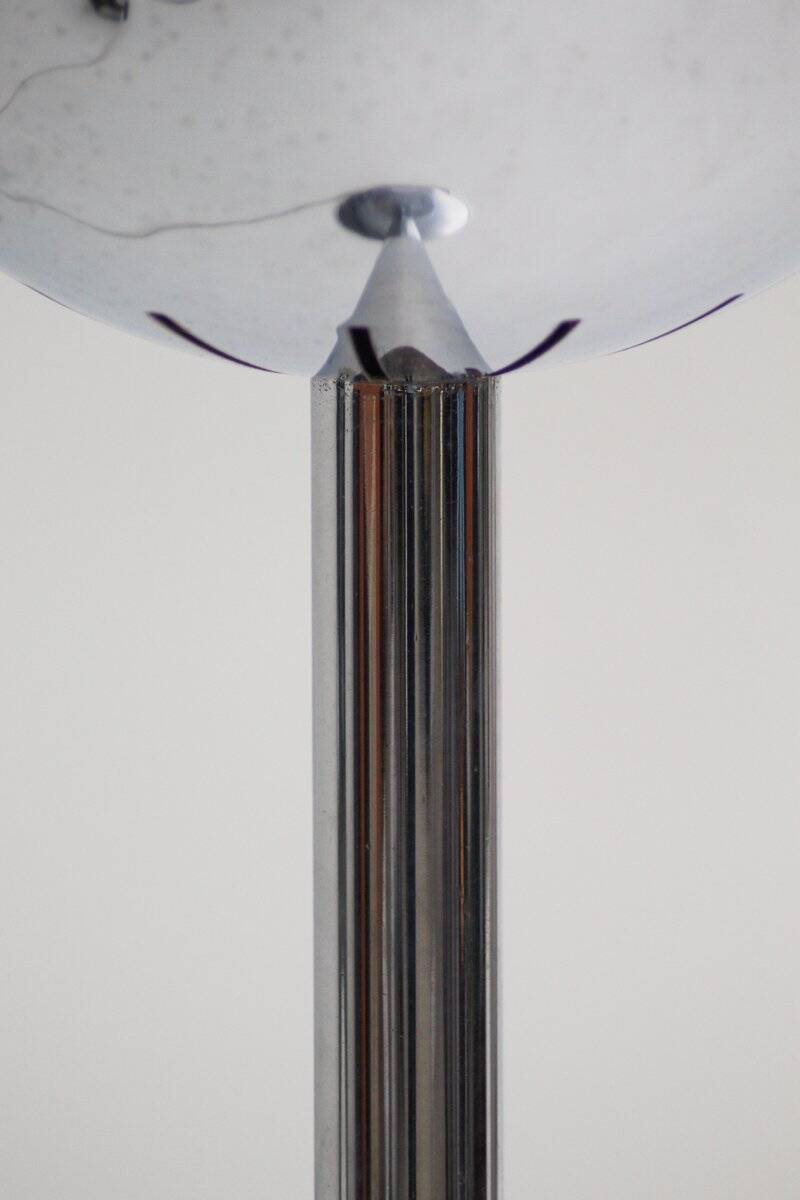 Lampadaire en chrome et verre de Murano bleu, 1970s