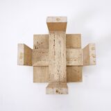 Pair of Travertine and Glass End Tables by Willy Ballez, Belgium 1970s