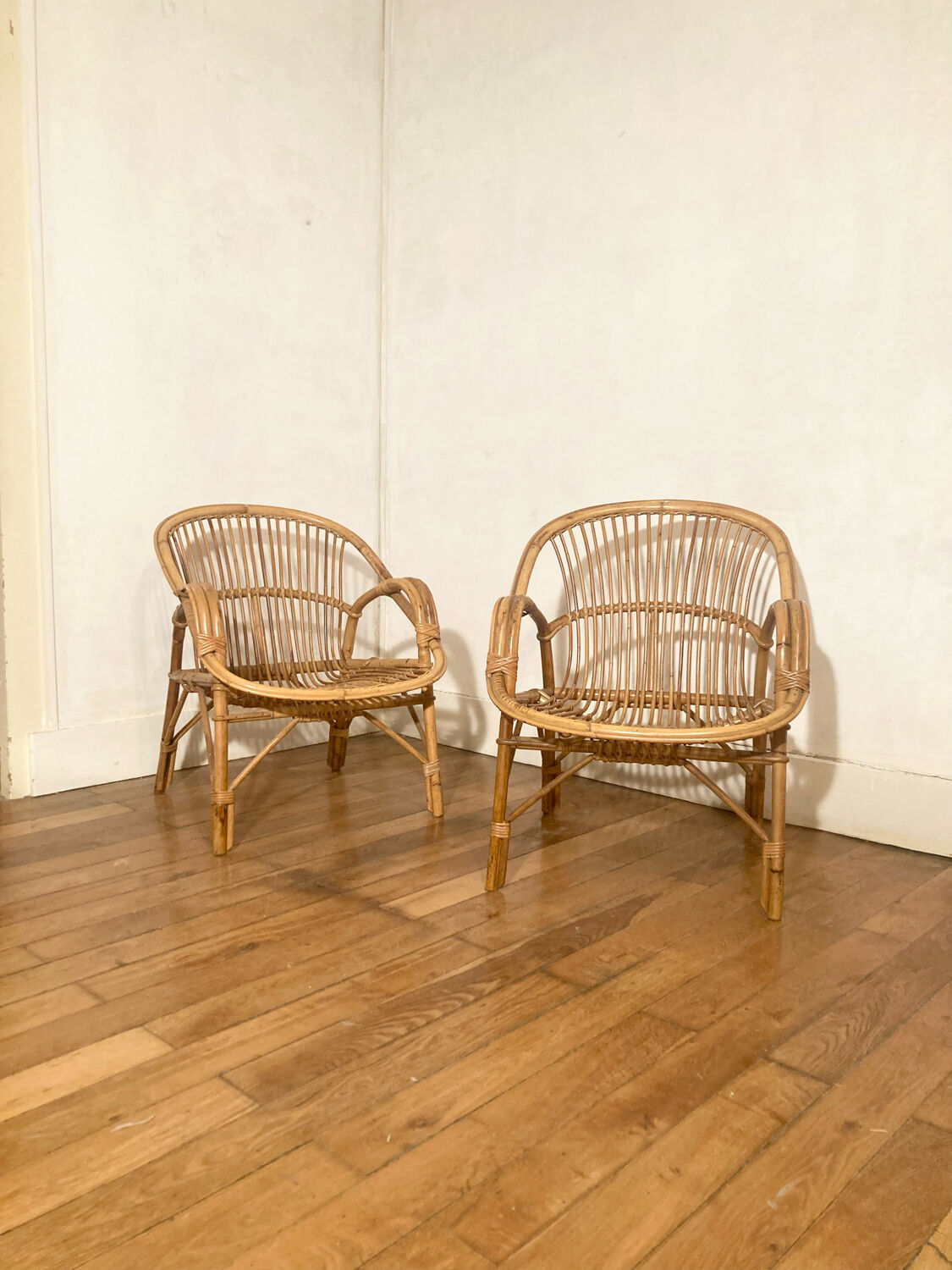 Pair of rattan armchairs