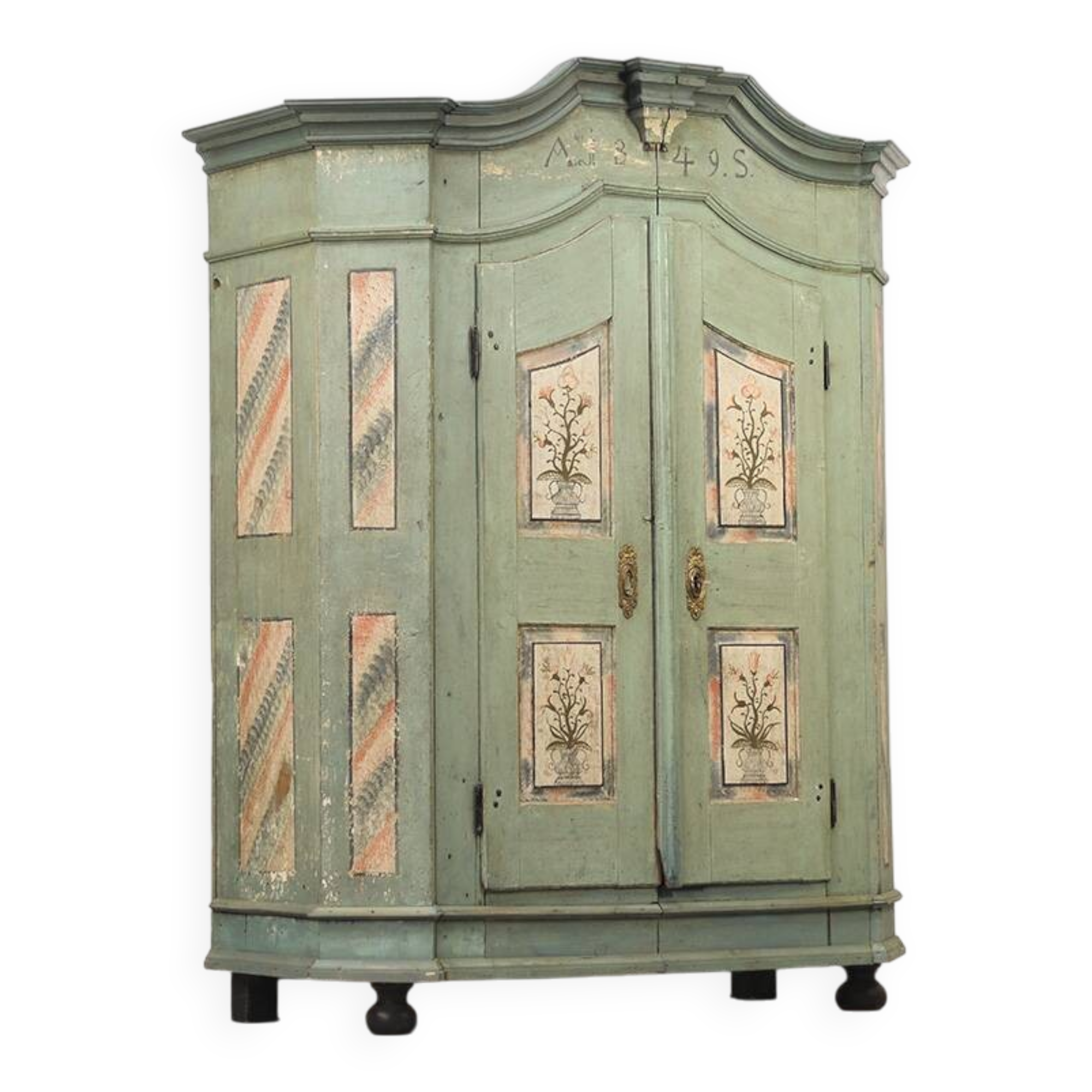 Cabinet de mariage peint d'art populaire 1849