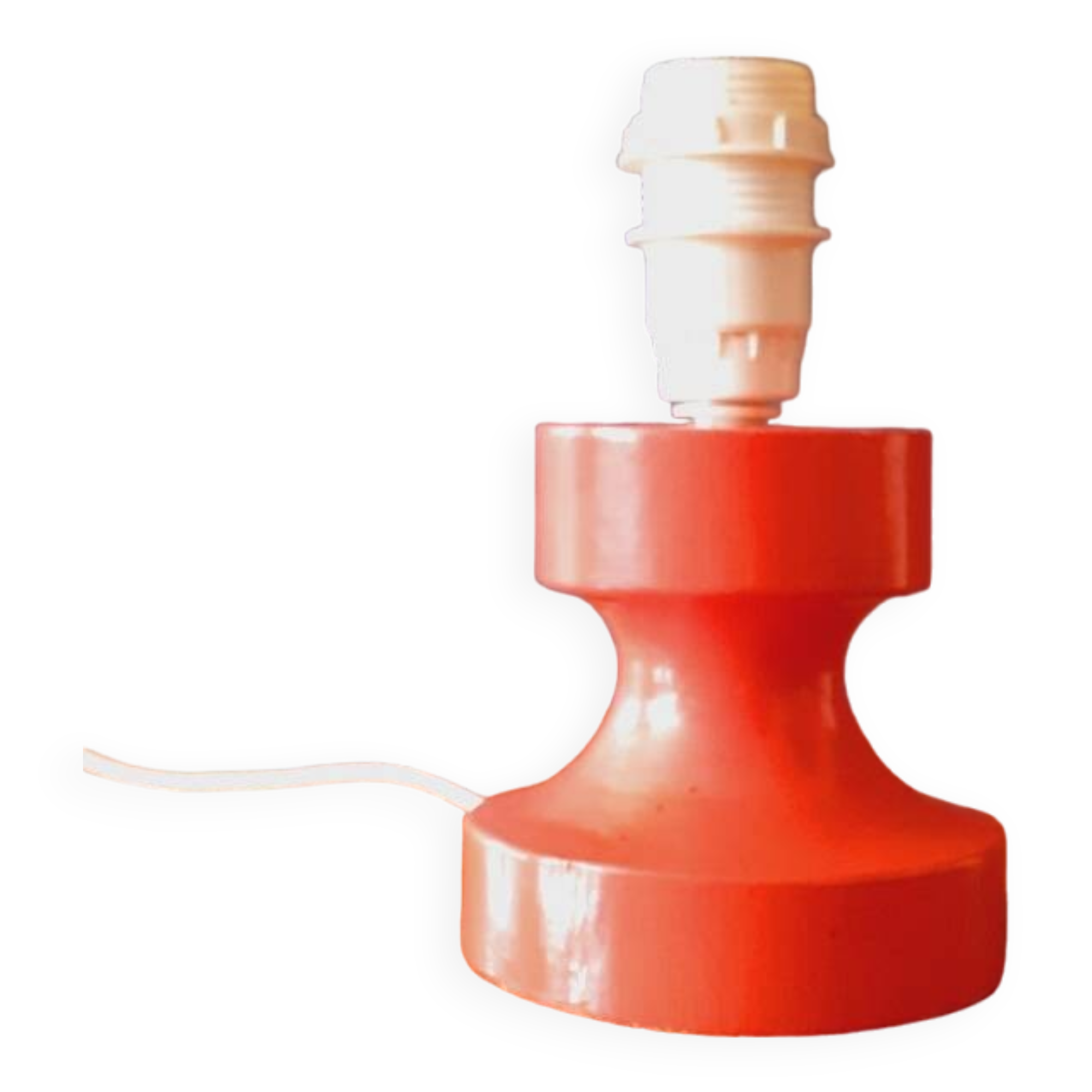 60s/70s lamp in red/orange lacquered wood