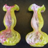 Pair of multicolored glass vases from Clichy