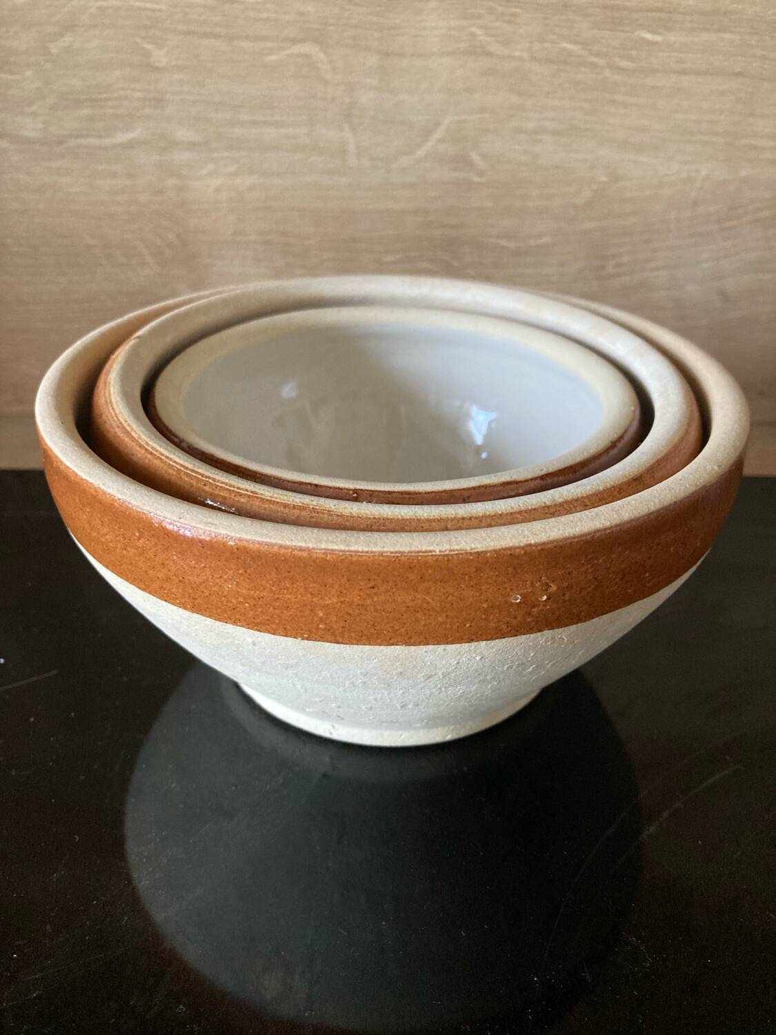 Set of 3 vintage stoneware bowls