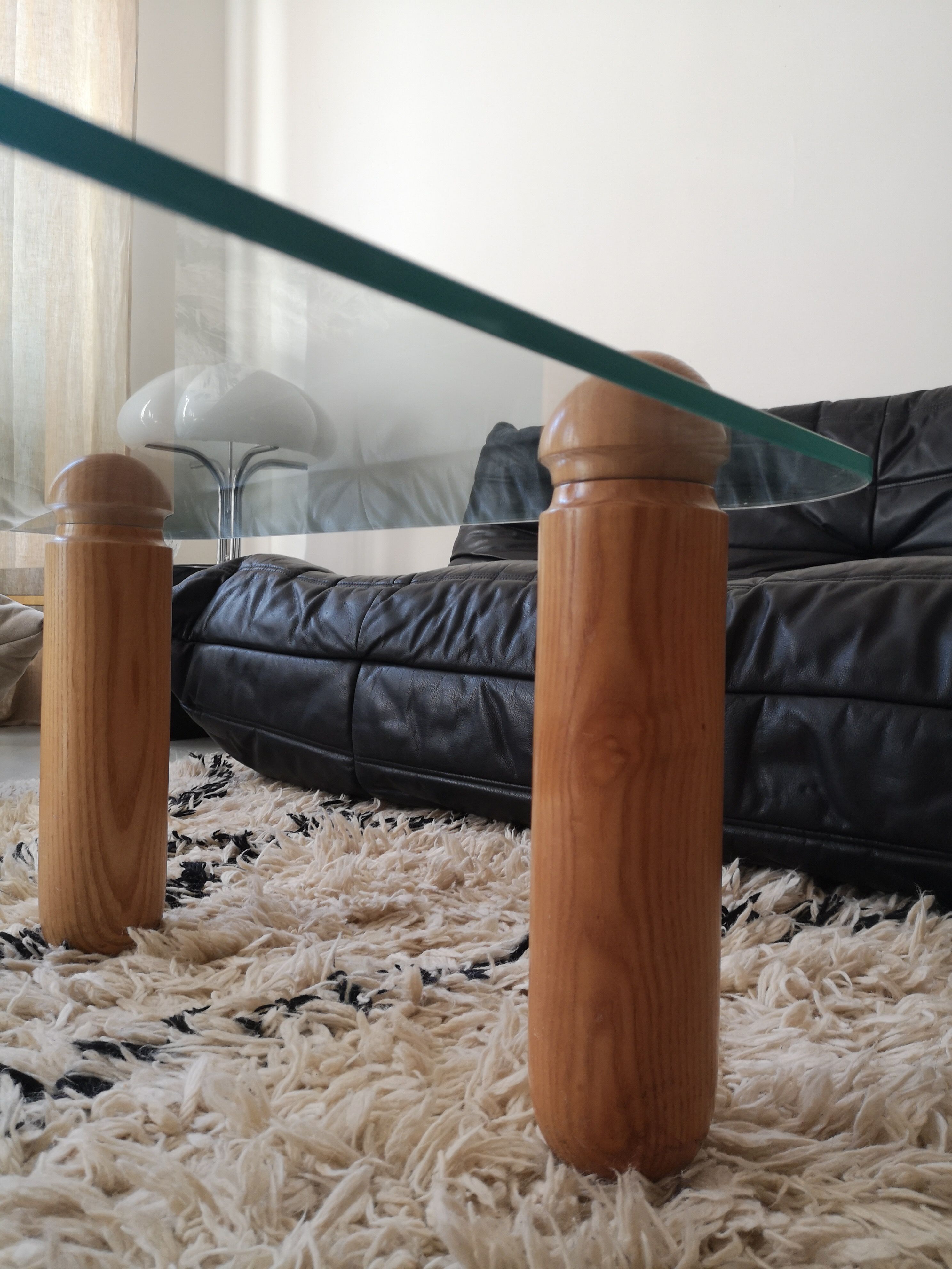 coffee table thick glass, italy 1970