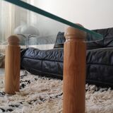 coffee table thick glass, italy 1970