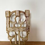 Vintage stone folk art candle holder