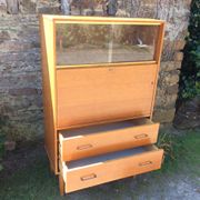 Vintage oak secretary with 2 drawers and 2 sliding windows