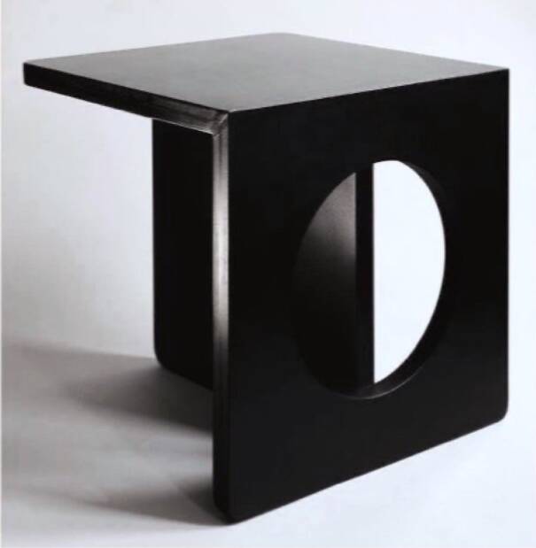 Side table/pedestal table in black-stained wood