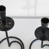 Pair of wrought iron candlesticks 1960