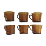 6 tasses à café en verre ambré