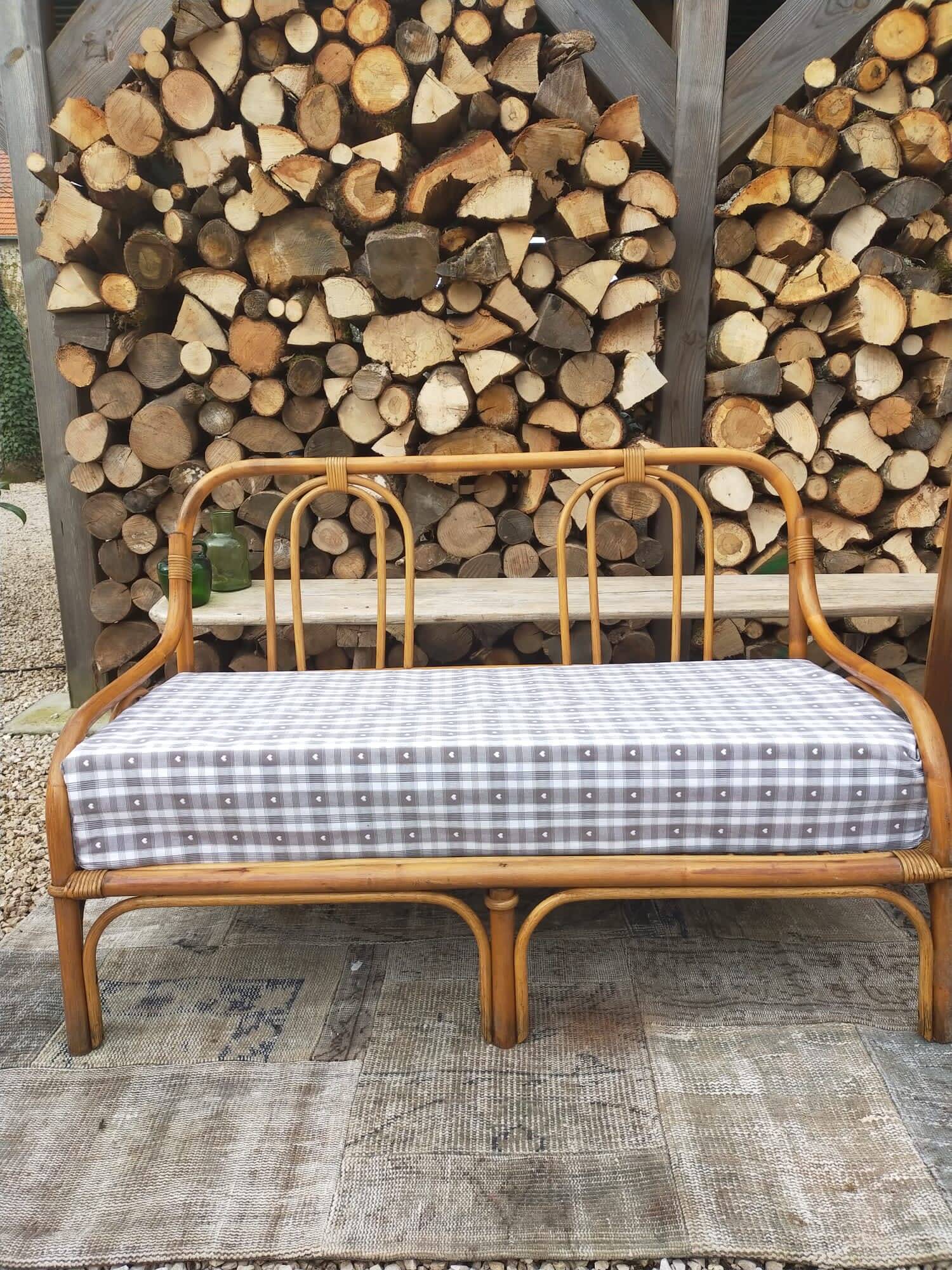 Vintage wicker bench