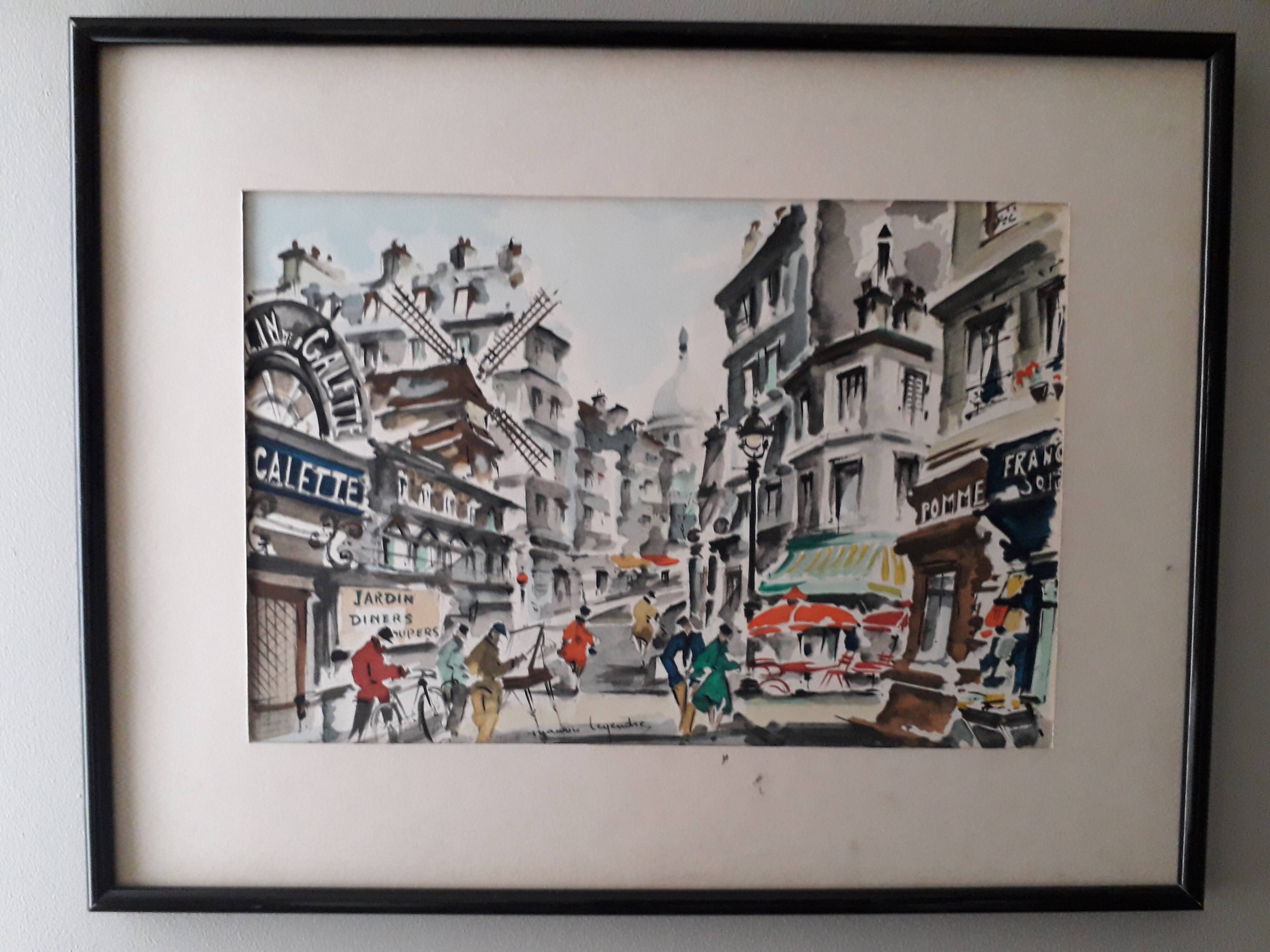 Old illustration of Montmartre signed Maurice Legendre