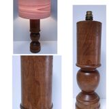 Vintage solid oak lamp base stamped H.44 cm