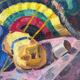 The wool basket, still life signed by Camille Mouret.