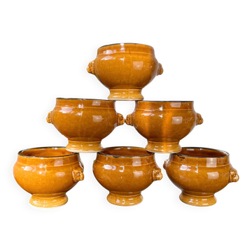 6 bols à soupe à l'oignon en grès émaillé ocre Emile Henry