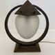 Sculptural Art Deco Table Lamp With Frosted Glass Shade, 1930s