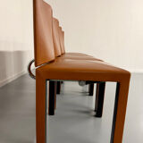 4 camel leather chairs, postmodern design by Paolo Piva for B&B Italia Arcadia.