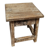 Small teak stool with 1 drawer