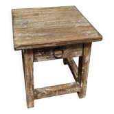 Small teak stool with 1 drawer