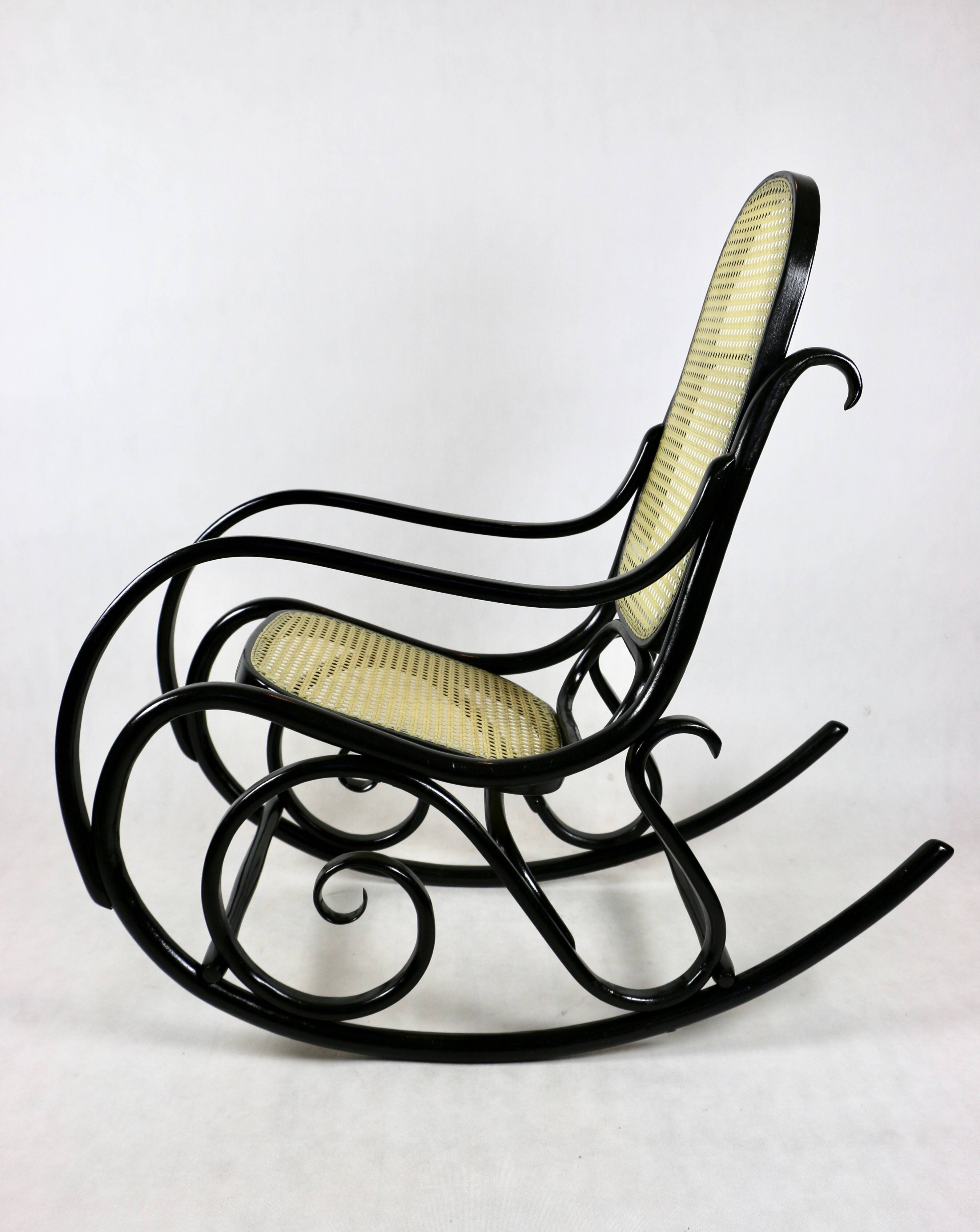 Vintage Black Rocking Chair attributed to Michael Thonet