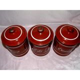 Set of 3 vintage enamelled spice boxes