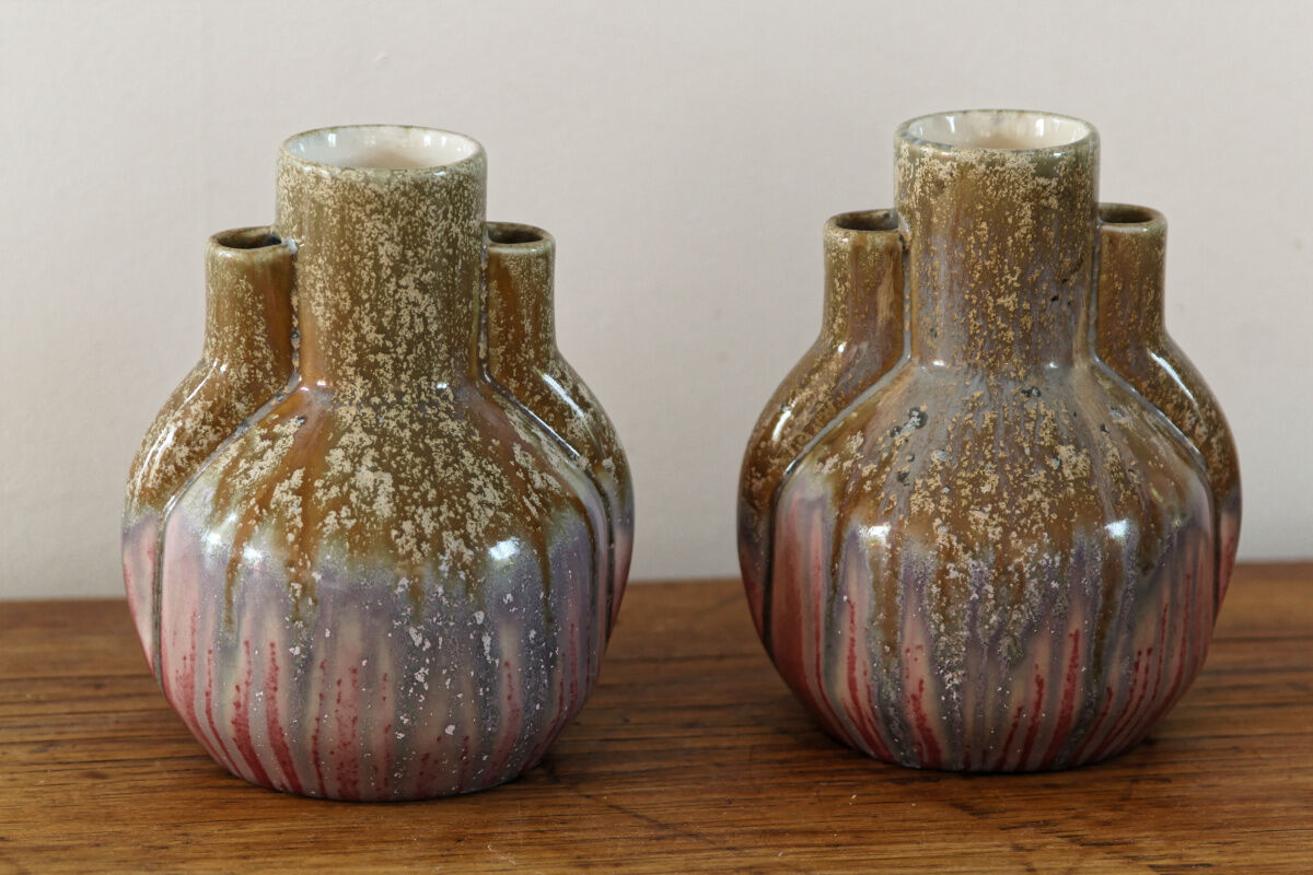 Pair of earthenware art deco vases