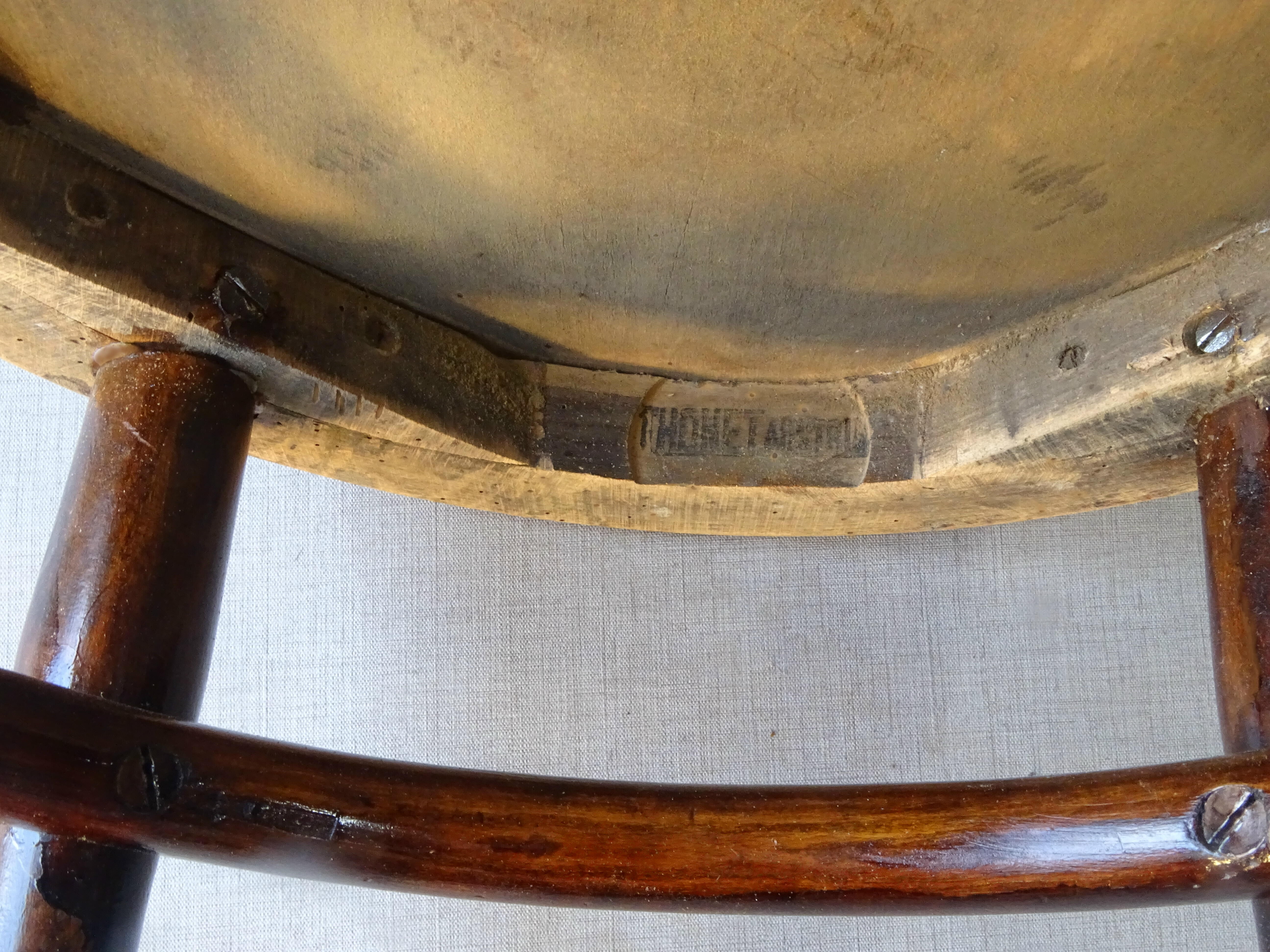 Thonet sit wooden bistro stool, Thonet motif, circa 1910