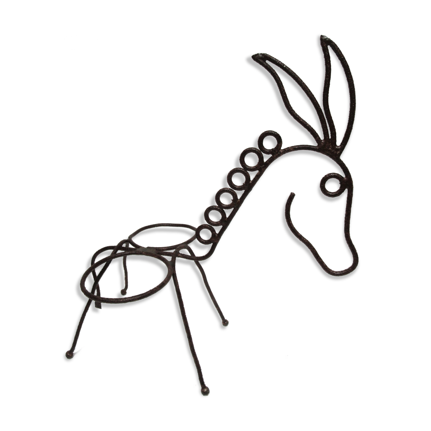 Sculptural zoomorphic gardener donkey metal patina rust vintage 50 60s