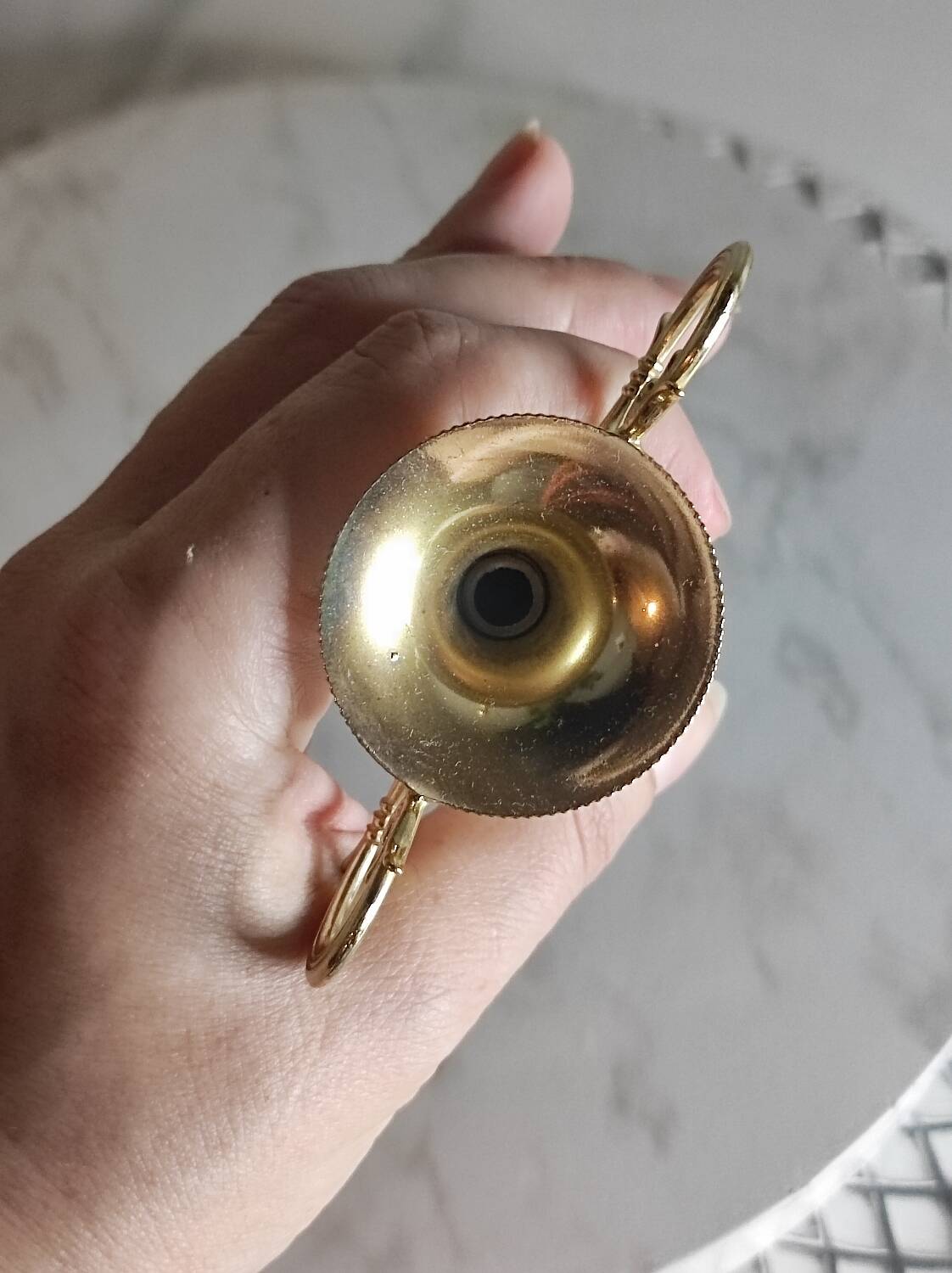 Small brass and alabaster vase
