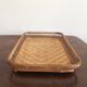 Vintage rectangular braided bamboo platter 1960
