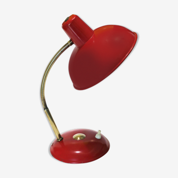 Office lamp late 1950 metal red and brass