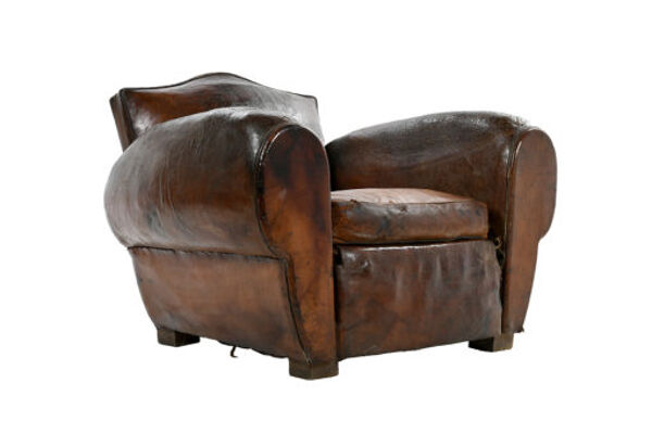 fauteuil club Et Son Pouf En cuir