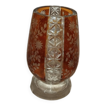 Bohemian cut crystal vase