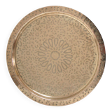 Solid brass tray signed oriental vintage