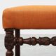 Louis XIII walnut stool with carved turned stretchers and upholstered seat