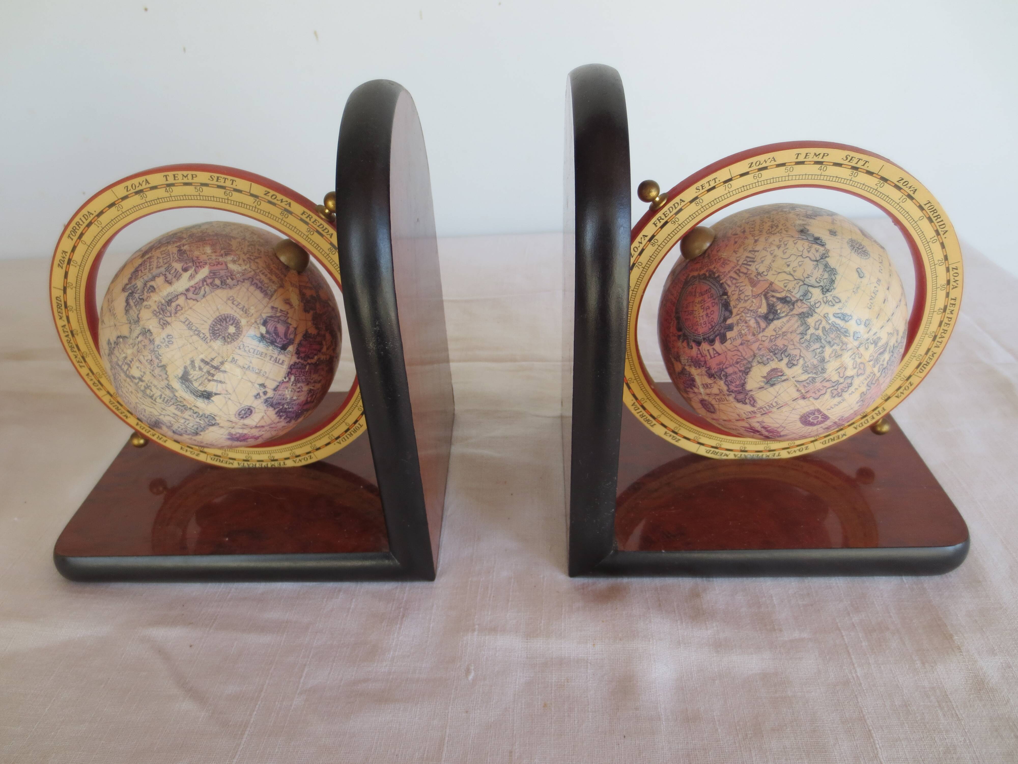 Bookends made of formica and globes.
