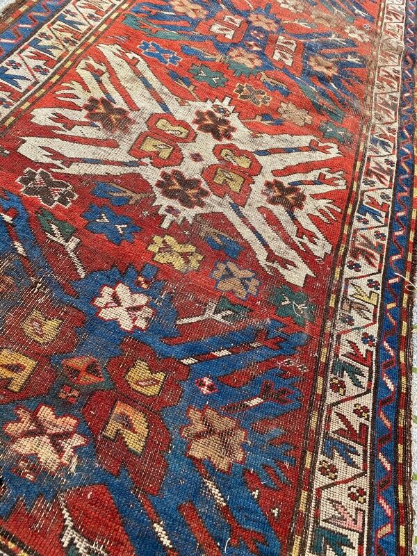 Tapis ancien caucasien kazak aigle 143x257 cm