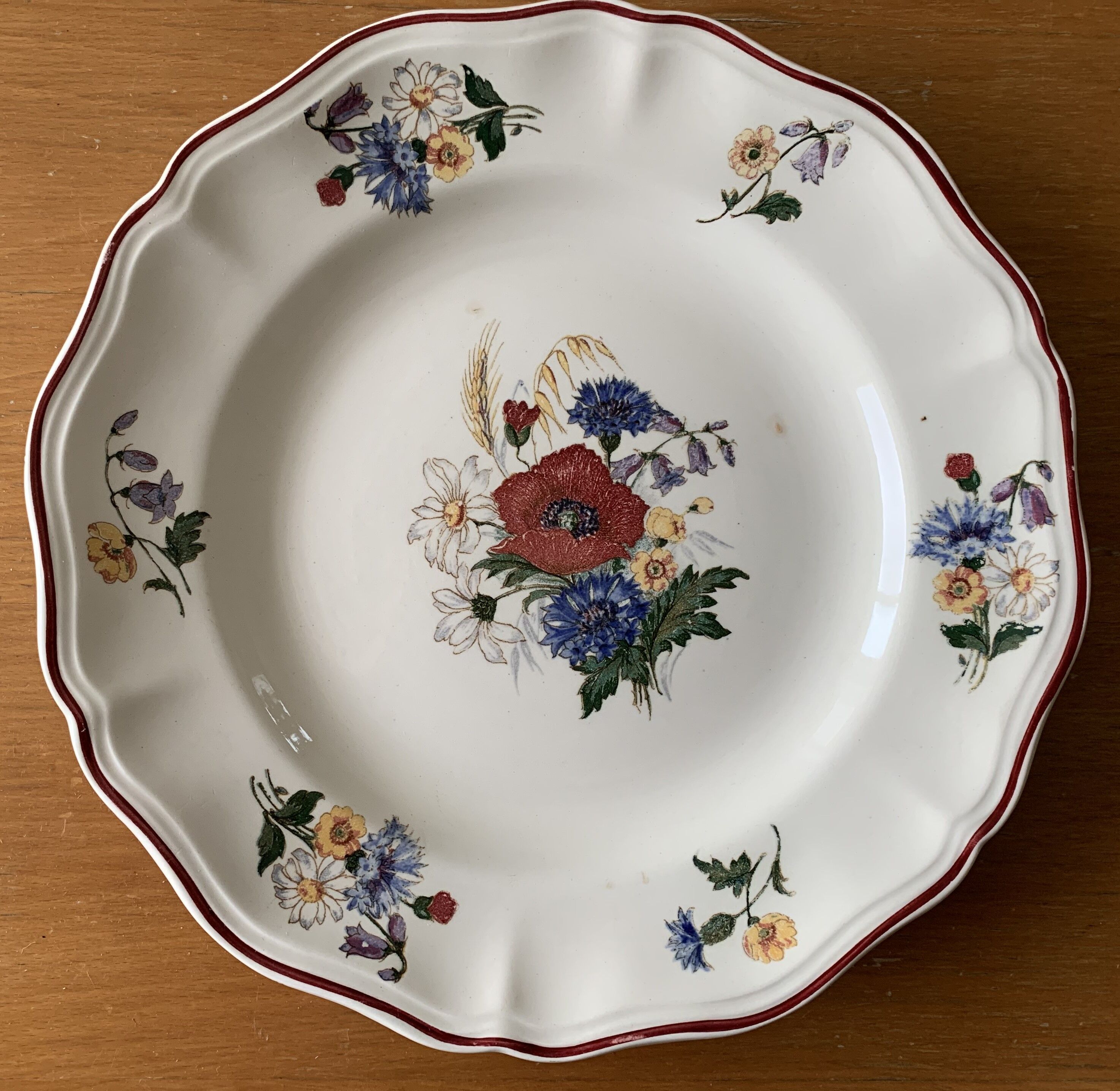 6 large old flat plates in Sarreguemines earthenware