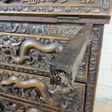 Antique 19th-century Chinese secretary with dragon woodcarving