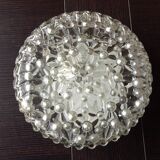 Round ceiling lamp in bubbled glass / vintage 60s-70s