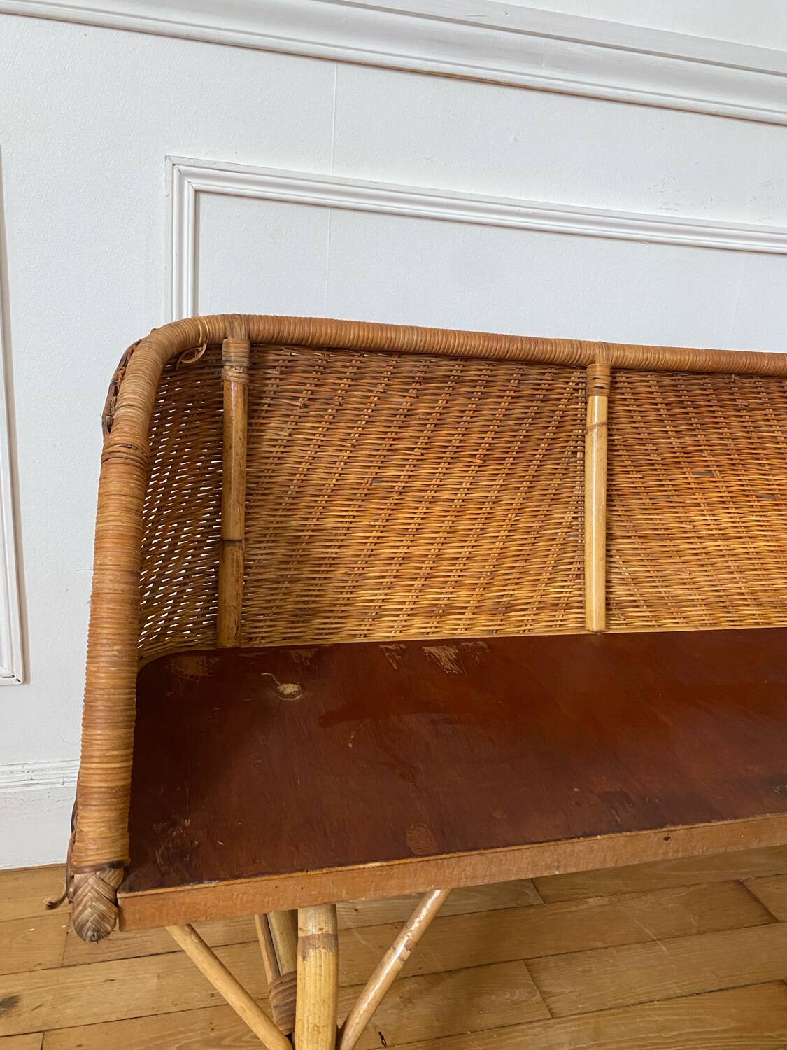 Banc en rotin enfant vintage