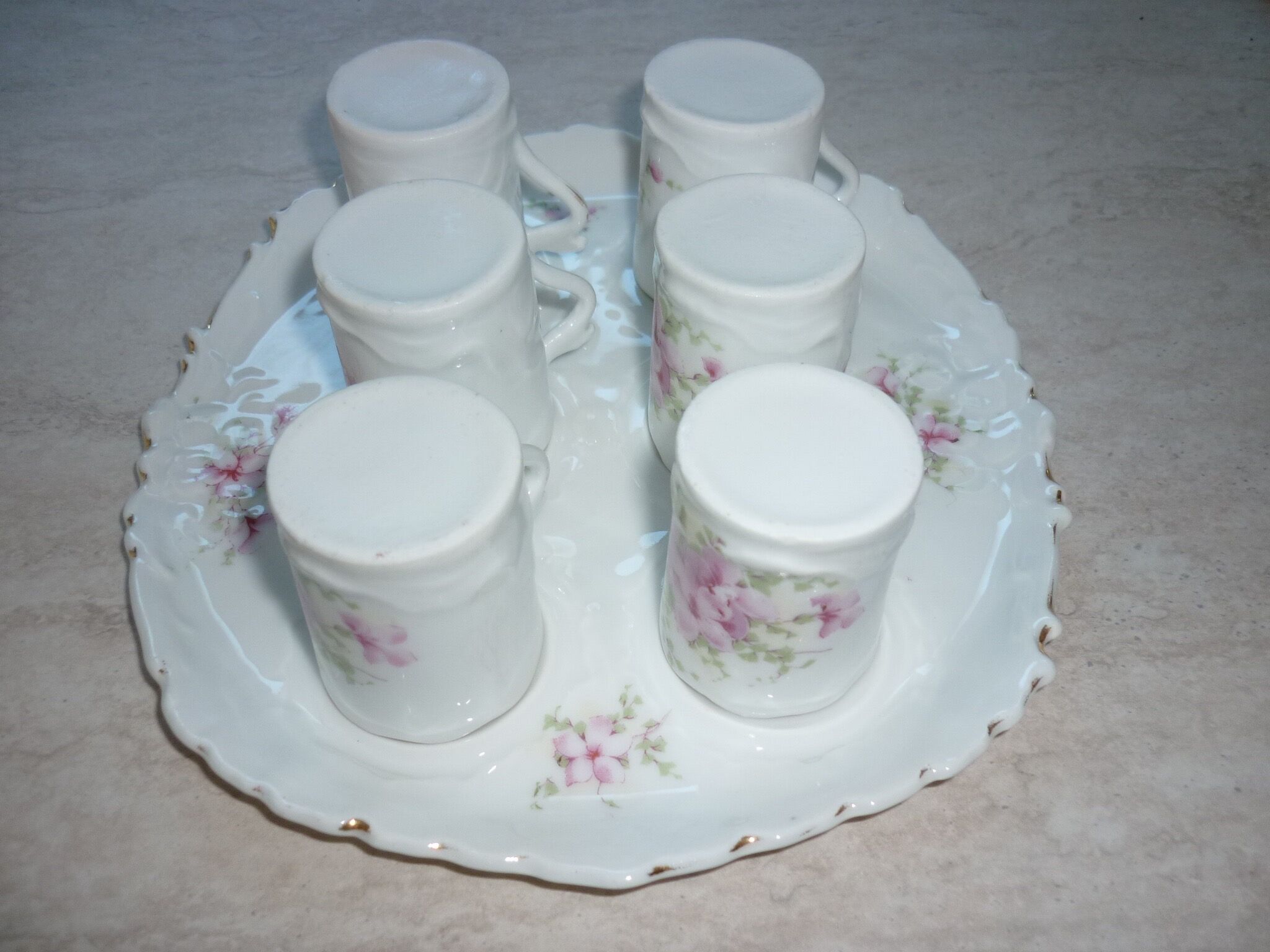 Coffee cups and tray, antique porcelain children's tableware