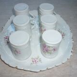 Tasses à café et plateau, vaisselle pour enfant en porcelaine ancienne