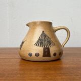 Mid-century German ceramic studio pitcher with owl motif by Heinz Theo Dietz, 1960s.