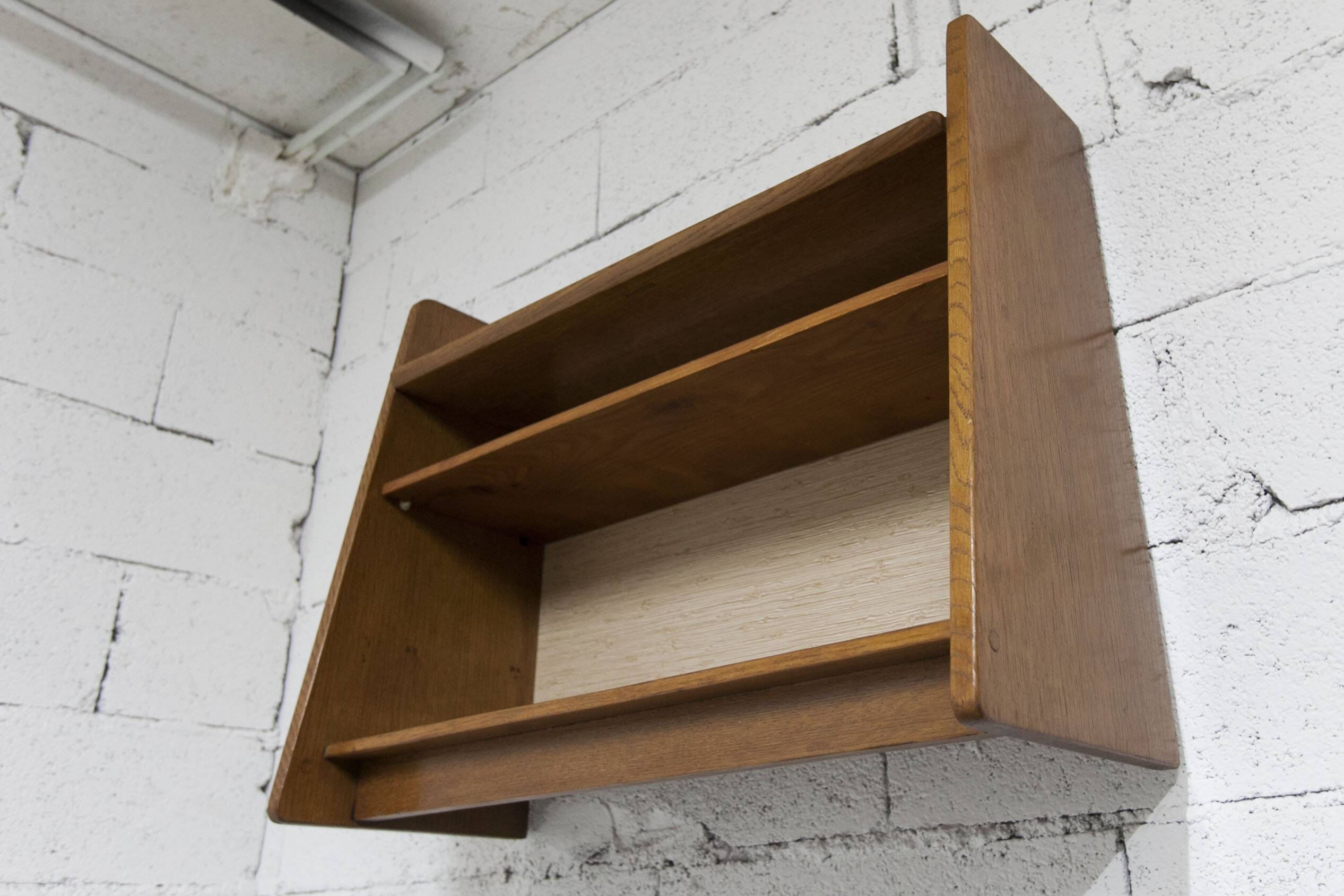 1950 wall shelf solid oak invisible fixings