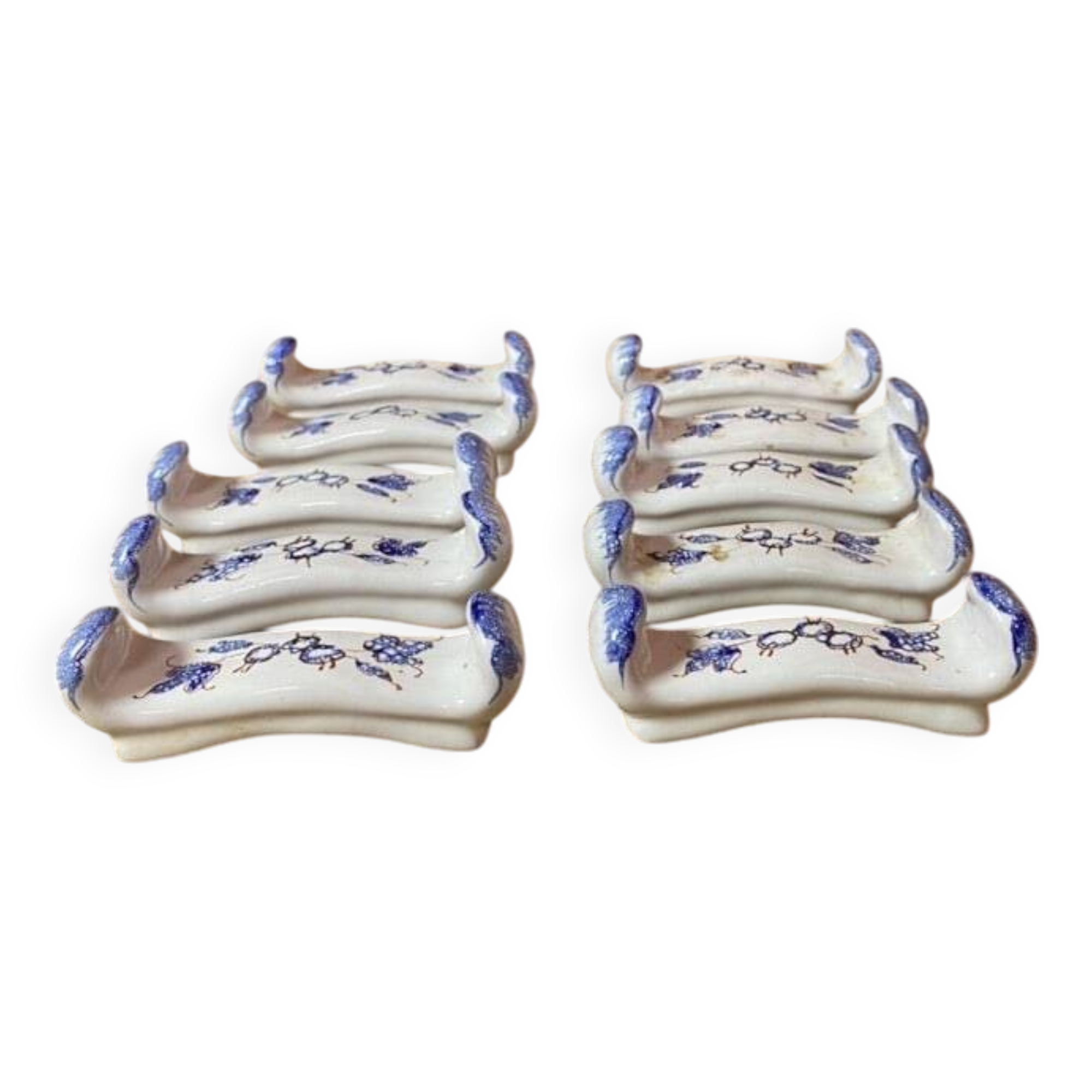 Set of 10 knife holders with blue Moustiers decor