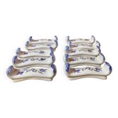 Set of 10 knife holders with blue Moustiers decor