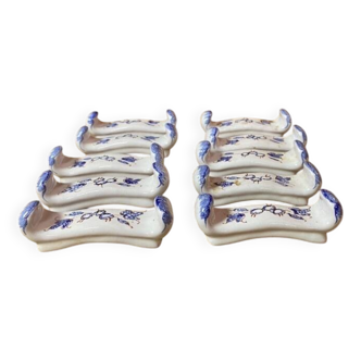 Set of 10 knife holders with blue Moustiers decor